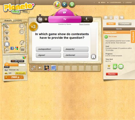 Screenshot of Planeto Quiz (Browser, 2010) - MobyGames