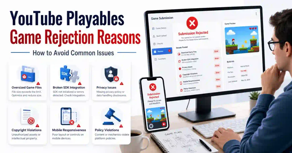 YouTube Playables Game Rejection Reasons 2026 : How to Avoid Issues 1 YouTube Playables Game Rejection Reasons: How to Avoid Issues